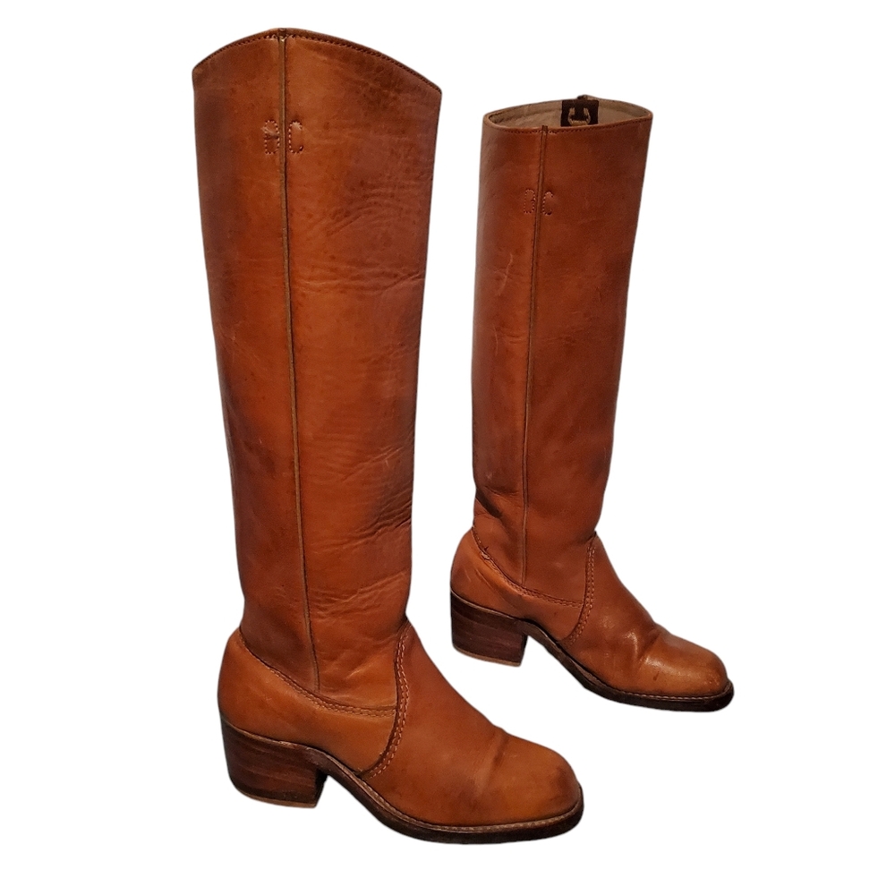 Rare Vintage Bort Carleton Tan Go Go Campus Platform Boots 5.5, Made In U.S.A.